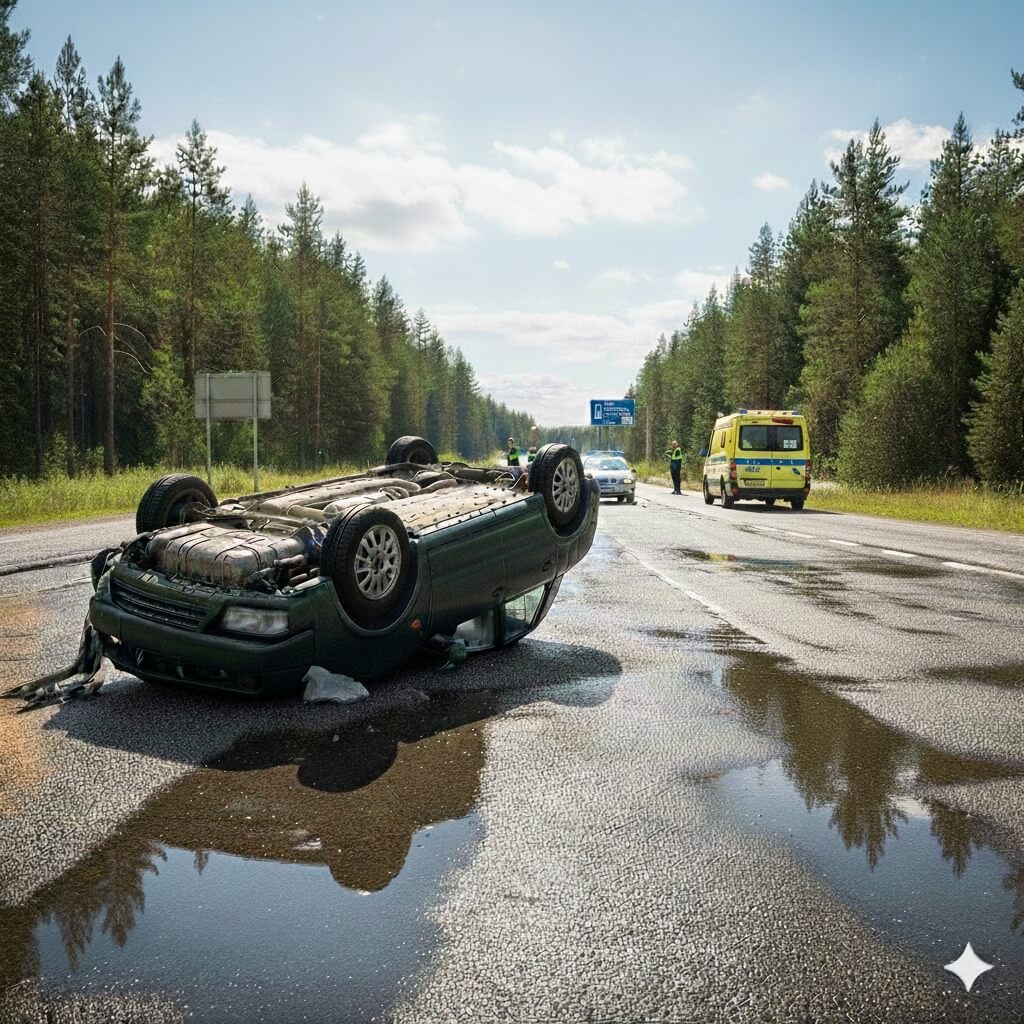 liikennerikokset-rattijuopumus-helsinki-asianajaja Asianajaja selvittää liikennerikosta ja rattijuopumustapausta Helsingissä, taustalla onnettomuuspaikka ja hälytysajoneuvoja.