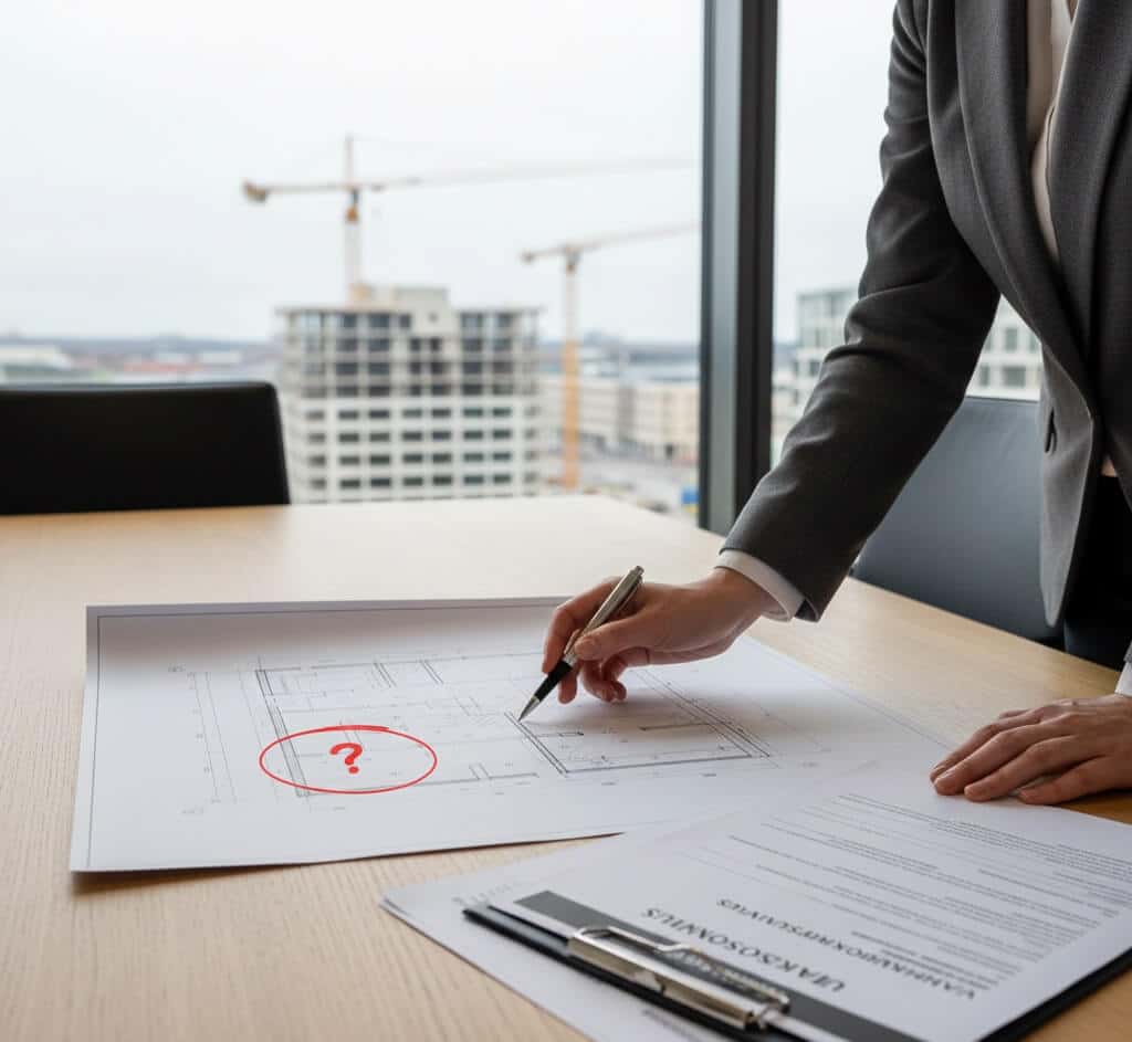rakennusvirheet-vahingonkorvaus-helsinki (1) Kiinteistöasianajaja osoittaa rakennuspiirustuksessa olevaa virhettä Helsingissä – apua rakennusvirheisiin ja vahingonkorvausvaatimuksiin.